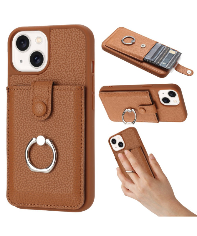 Litchino - Coque iPhone 14 Plus avec Porte-Cartes et Anneau Rotatif