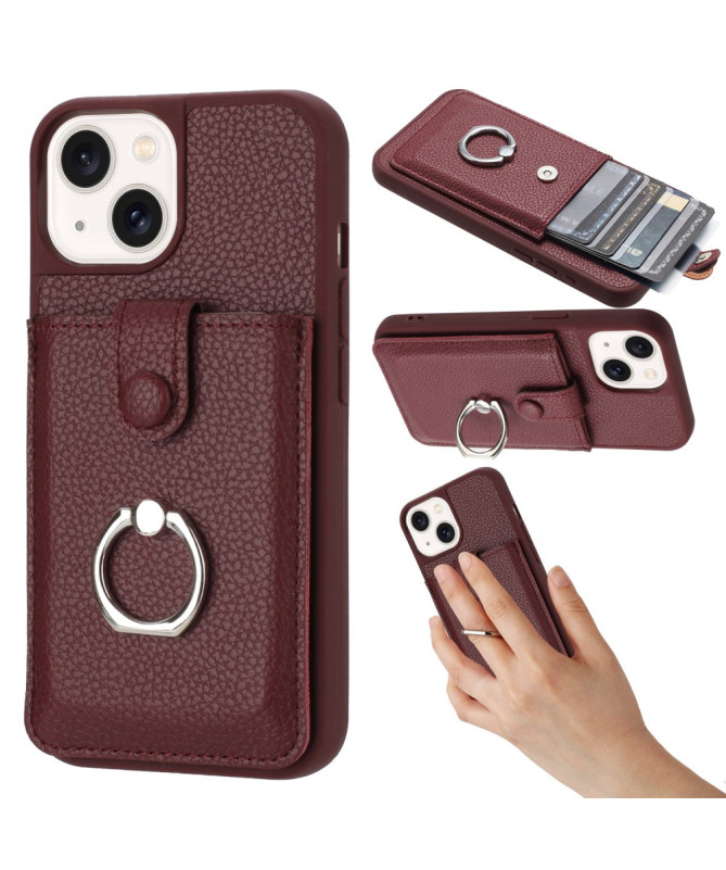 Litchino - Coque iPhone 14 Plus avec Porte-Cartes et Anneau Rotatif