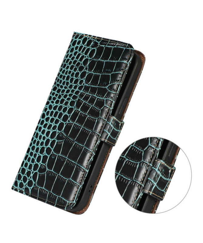 Eleganza - Housse OnePlus 13 en Cuir Véritable Texture Crocodile