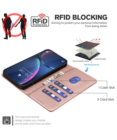 BF32 - Housse OnePlus 13 Porte-Cartes en Simili Cuir Or Rose - photo 14