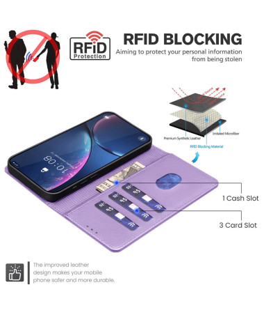 BF32 - Housse OnePlus 13 Porte-Cartes en Simili Cuir Violet - photo 20