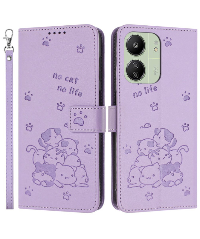 Housse Xiaomi Redmi 13C / Poco C65 Motif Chats avec Lanière