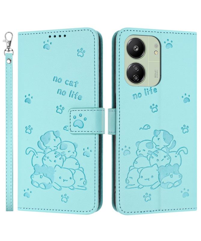 Housse Xiaomi Redmi 13C / Poco C65 Motif Chats avec Lanière