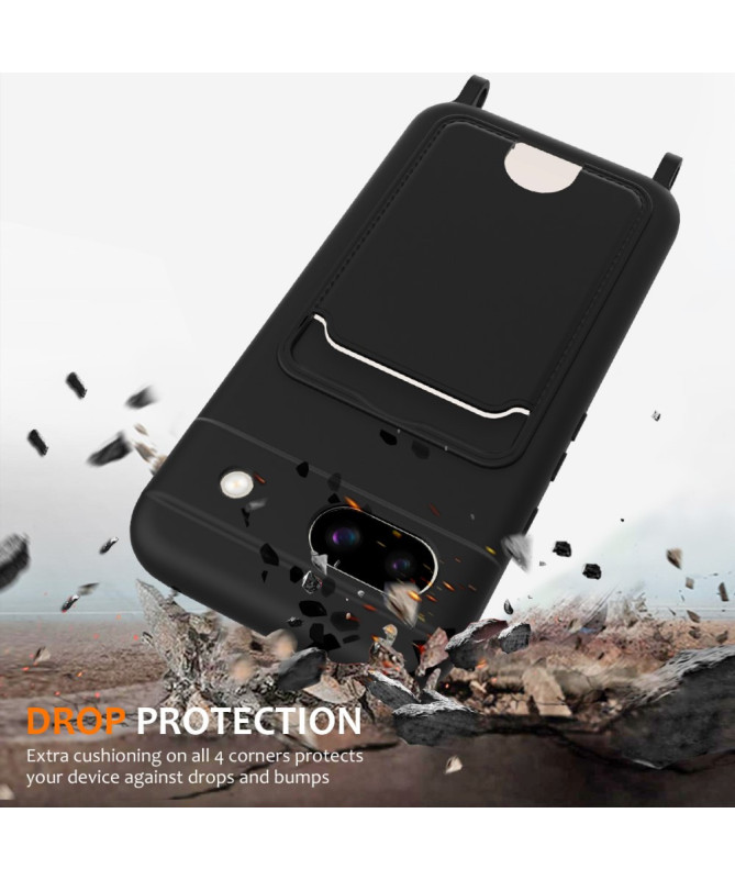 Siliclassic - Coque Google Pixel 8a à Cordon et Porte-carte