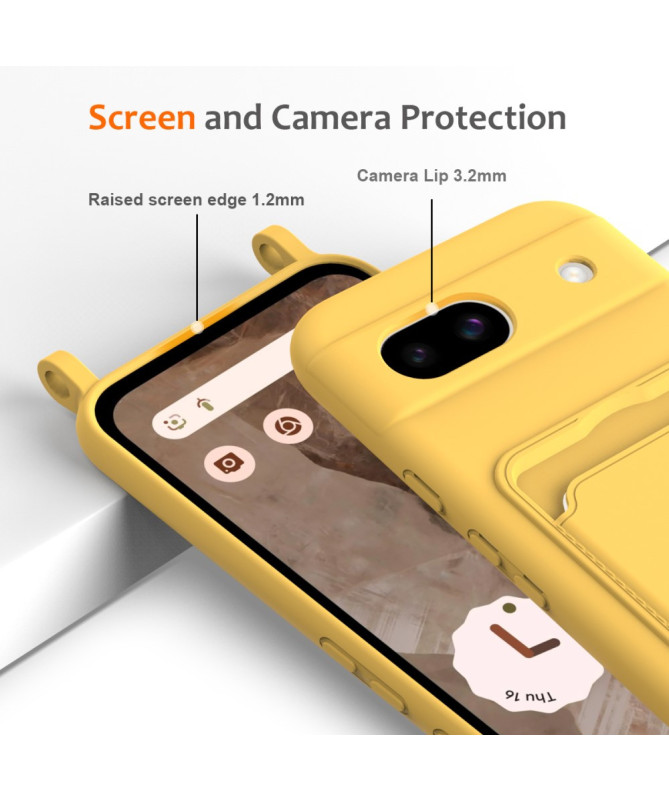 Siliclassic - Coque Google Pixel 8a à Cordon et Porte-carte