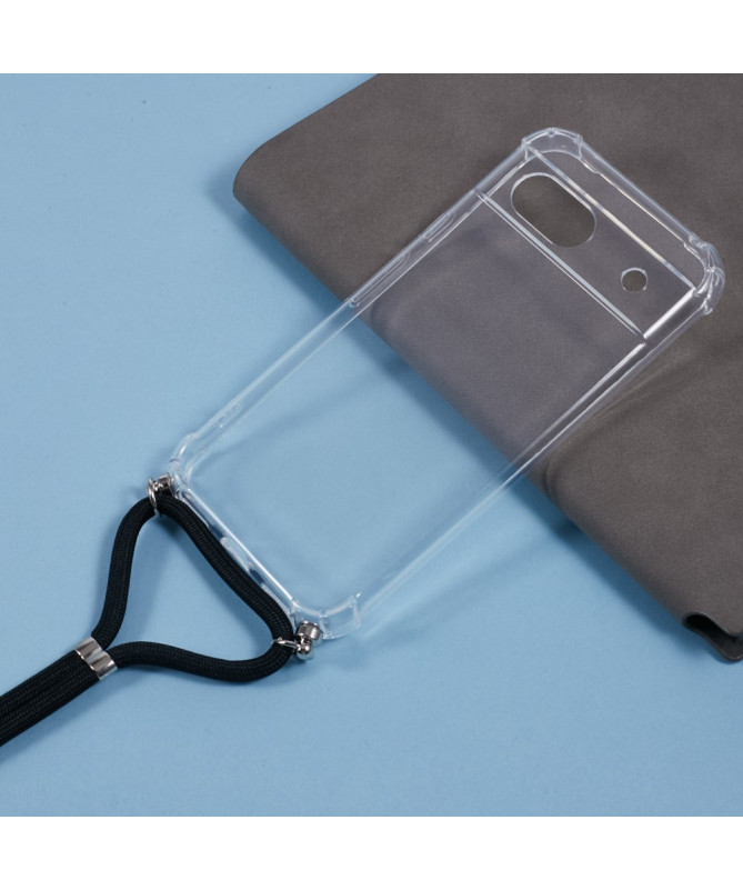 Cléos - Coque Google Pixel 8a transparente avec cordon