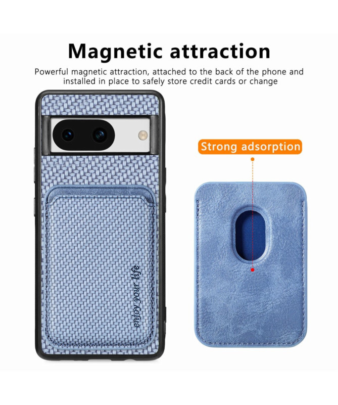 Delphi - Coque Google Pixel 8a Fibre de Carbone Porte-cartes détachable