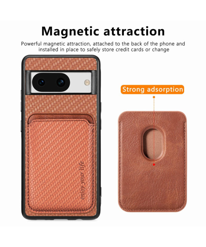 Delphi - Coque Google Pixel 8a Fibre de Carbone Porte-cartes détachable