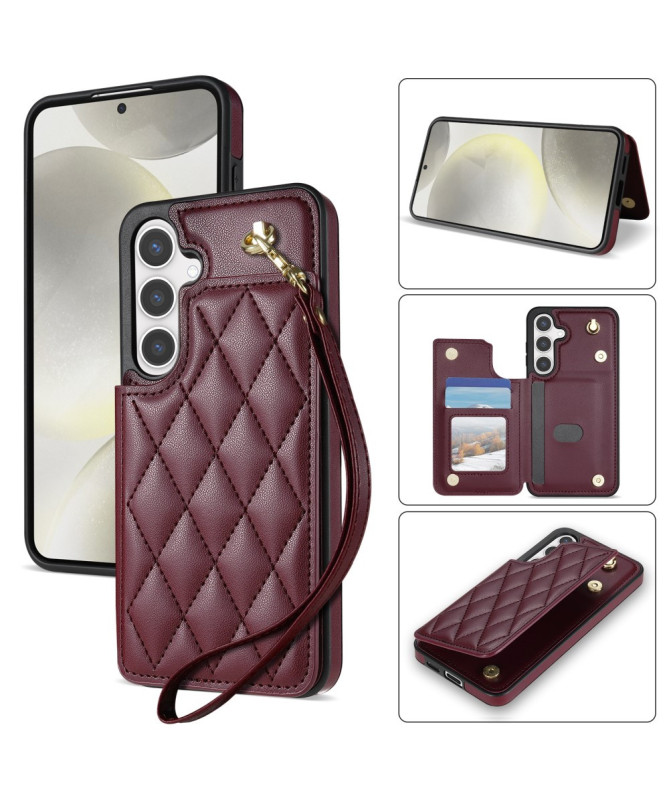 LUXARA - Coque Samsung Galaxy A55 5G avec Sangle et Porte-Cartes Matelassé