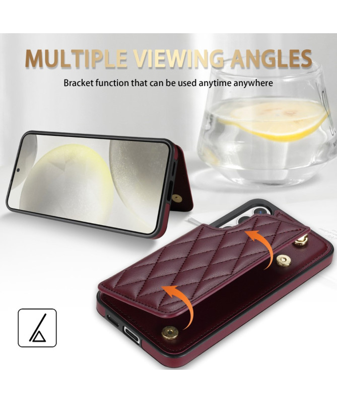 LUXARA - Coque Samsung Galaxy A55 5G avec Sangle et Porte-Cartes Matelassé