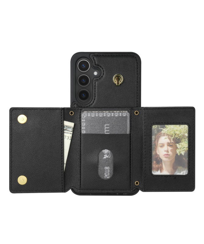 KLEVORA - Coque Samsung Galaxy A55 5G avec Porte-Cartes Tri-Fold et Lanière