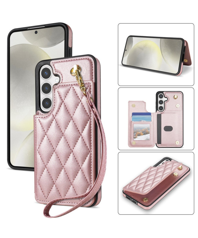 LUXARA - Coque Samsung Galaxy A55 5G avec Sangle et Porte-Cartes Matelassé