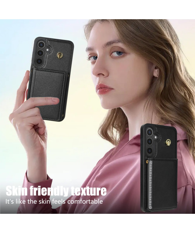 KLEVORA - Coque Samsung Galaxy A55 5G avec Porte-Cartes Tri-Fold et Lanière