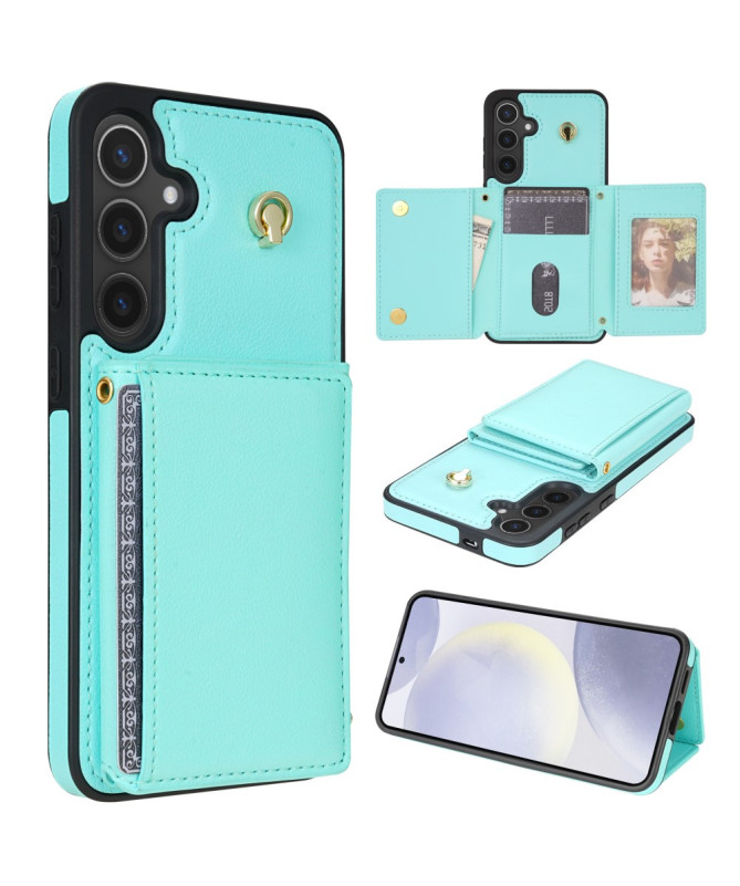 KLEVORA - Coque Samsung Galaxy A55 5G avec Porte-Cartes Tri-Fold et Lanière