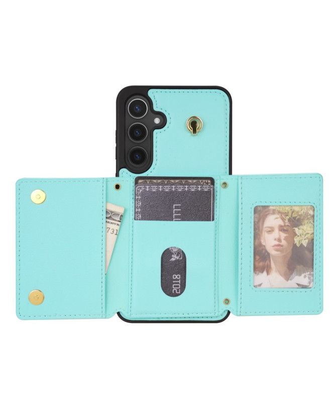 KLEVORA - Coque Samsung Galaxy A55 5G avec Porte-Cartes Tri-Fold et Lanière