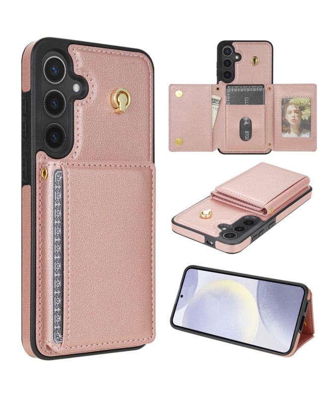 KLEVORA - Coque Samsung Galaxy A55 5G avec Porte-Cartes Tri-Fold et Lanière