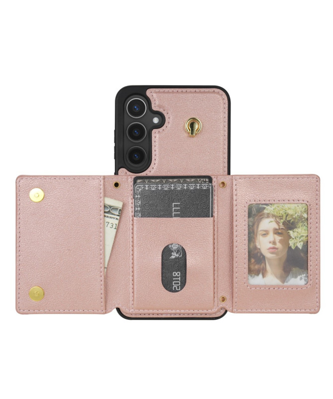 KLEVORA - Coque Samsung Galaxy A55 5G avec Porte-Cartes Tri-Fold et Lanière