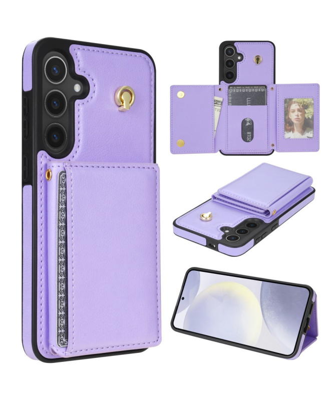 KLEVORA - Coque Samsung Galaxy A55 5G avec Porte-Cartes Tri-Fold et Lanière