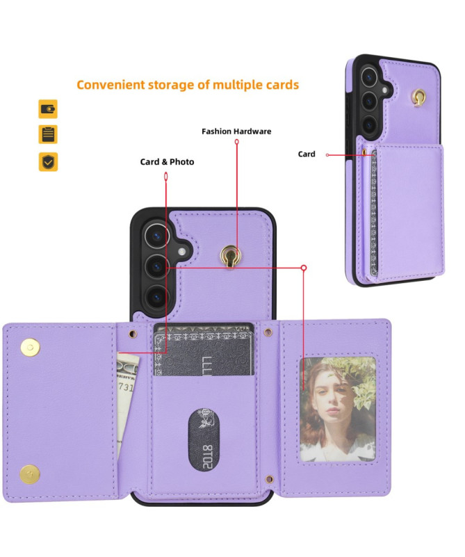 KLEVORA - Coque Samsung Galaxy A55 5G avec Porte-Cartes Tri-Fold et Lanière