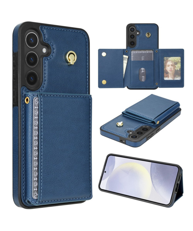 KLEVORA - Coque Samsung Galaxy A55 5G avec Porte-Cartes Tri-Fold et Lanière