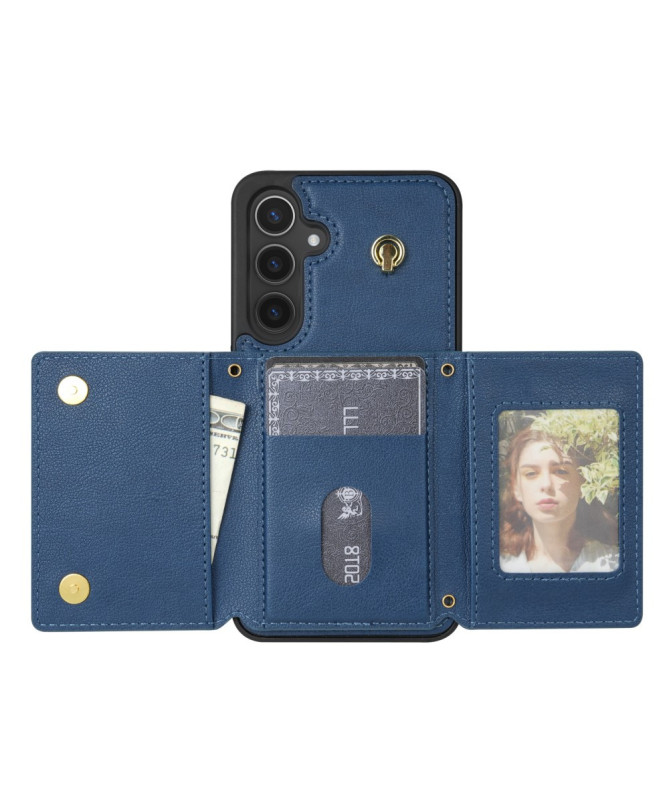 KLEVORA - Coque Samsung Galaxy A55 5G avec Porte-Cartes Tri-Fold et Lanière