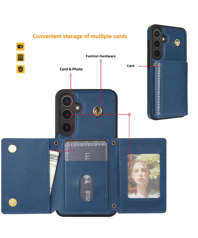 KLEVORA - Coque Samsung Galaxy A55 5G avec Porte-Cartes Tri-Fold et Lanière