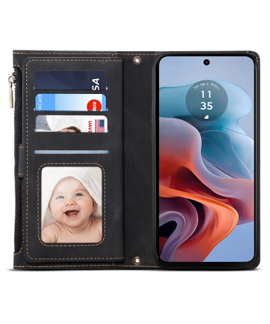 Irène - Housse Moto G85 5G Portefeuille à Lanière