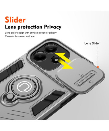 CAMSHIELD - Coque Xiaomi Redmi Note 14 avec Protection de Caméra et Support Multifonction