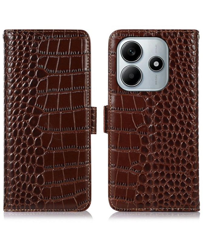 Eleganza - Housse Xiaomi Redmi Note 14 en Cuir Véritable Texture Crocodile