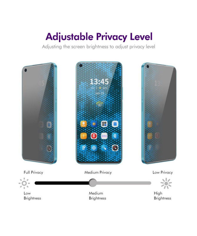 Film écran Oppo Find X5 Lite en verre trempé et filtre de confidential