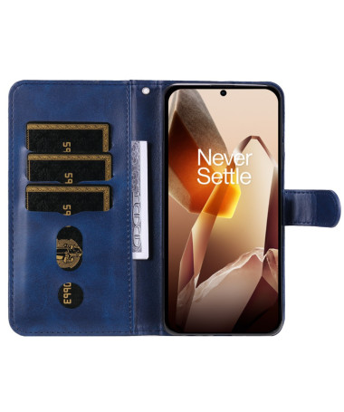 Housse OnePlus 13 Zipper Pocket effet cuir Bleu marine - photo 7