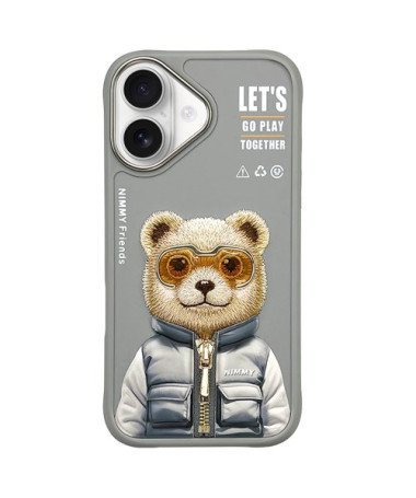 Coque iPhone 16 Plus Ours Brodé Let's Play