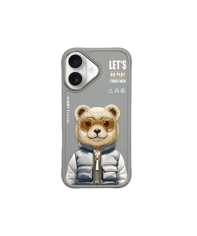 Coque iPhone 16 Plus Ours Brodé Let's Play