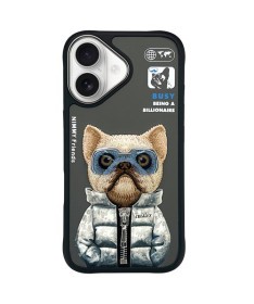 Coque iPhone 16 Plus Bouledogue Billionaire Brodé