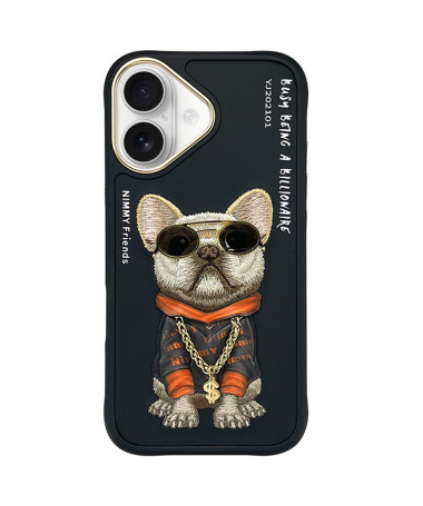 Coque iPhone 16 Plus Bouledogue Bling