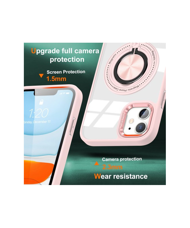 Coque Magnétique iPhone 12/12 Pro avec Support Rotatif - Rose