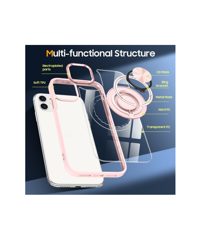 Coque Magnétique iPhone 12/12 Pro avec Support Rotatif - Rose