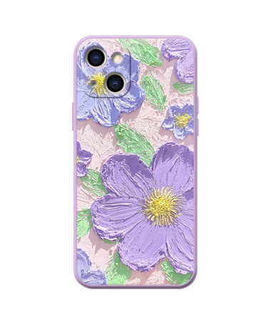 Coque iPhone 13 Marguerites Violettes en Relief