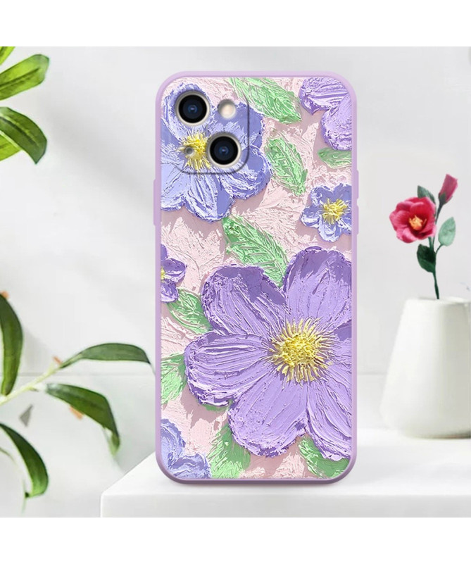 Coque iPhone 13 Marguerites Violettes en Relief