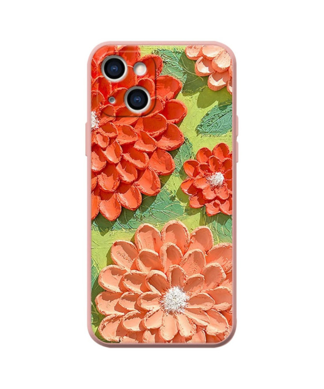 Coque iPhone 13 Dahlias en Relief