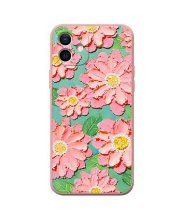 Coque iPhone 13 Marguerites Roses en Relief