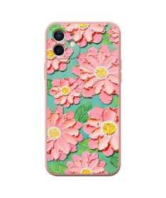 Coque iPhone 13 Marguerites Roses en Relief