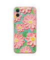 Coque iPhone 13 Marguerites Roses en Relief