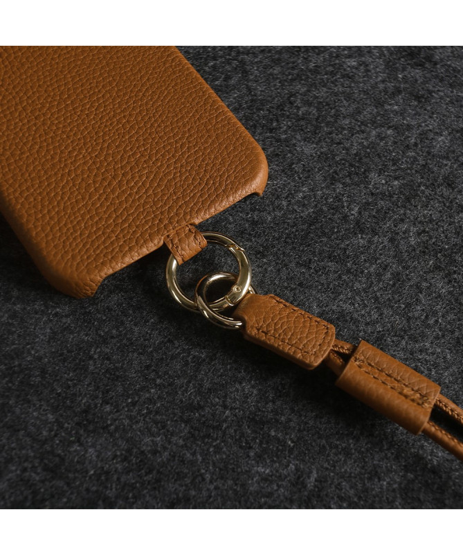 Coque iPhone 13 Pro en cuir véritable avec cordon