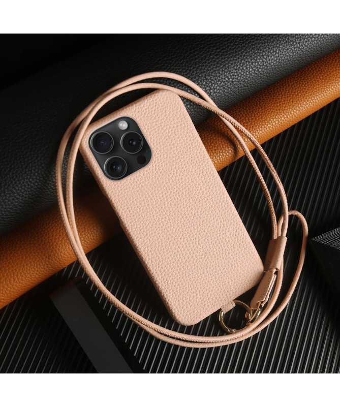 Coque iPhone 13 Pro en cuir véritable avec cordon