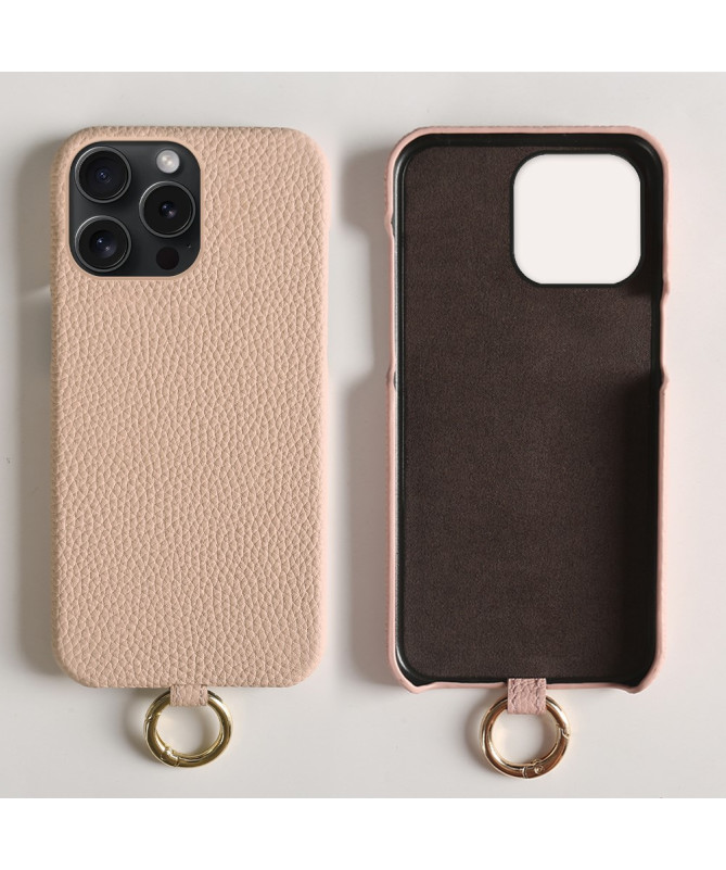 Coque iPhone 13 Pro en cuir véritable avec cordon