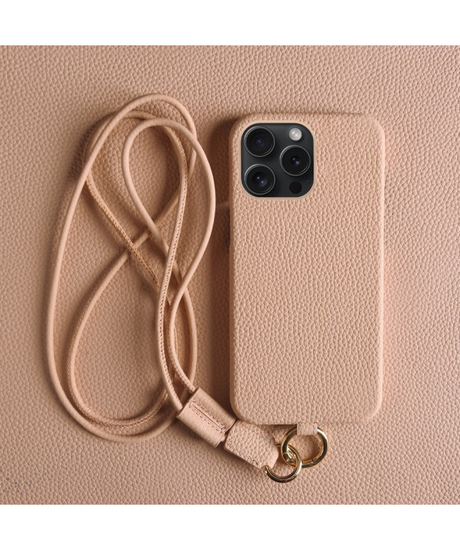 Coque iPhone 13 Pro en cuir véritable avec cordon