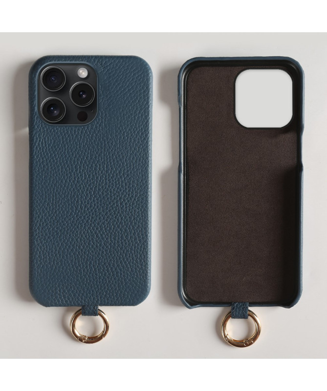 Coque iPhone 13 Pro en cuir véritable avec cordon