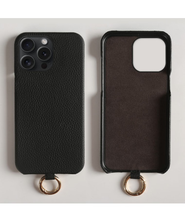 Coque iPhone 13 Pro en cuir véritable avec cordon