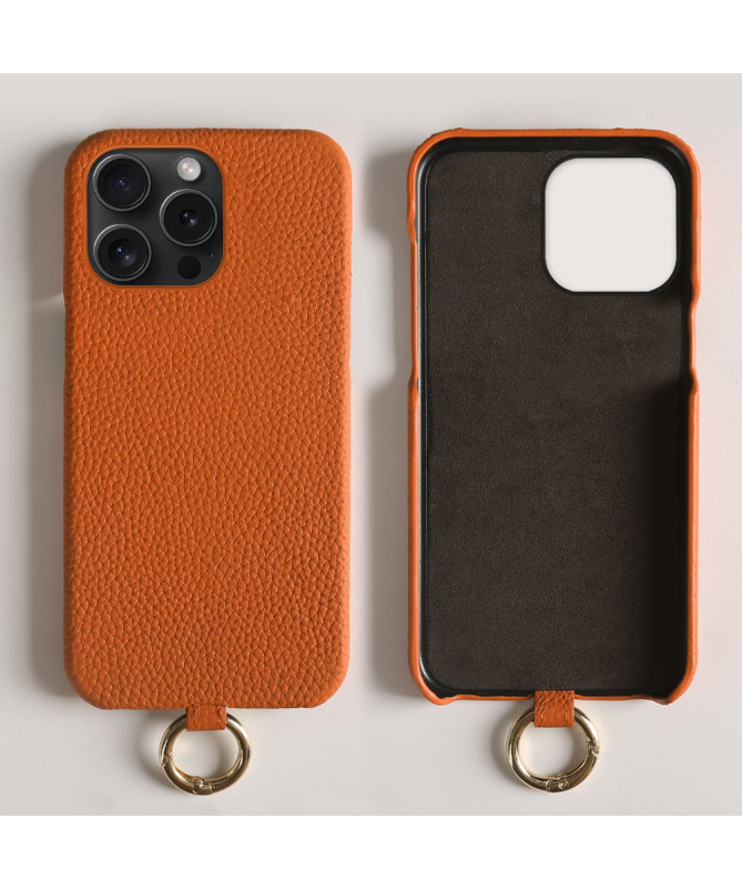 Coque iPhone 13 Pro en cuir véritable avec cordon